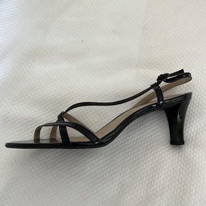 Talbots Black Patent Leather high heeled strappy sandals Mariah 9M NWT